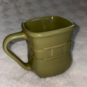 Longaberger Pottery Woven Traditions Sage Green Square Coffee Mug